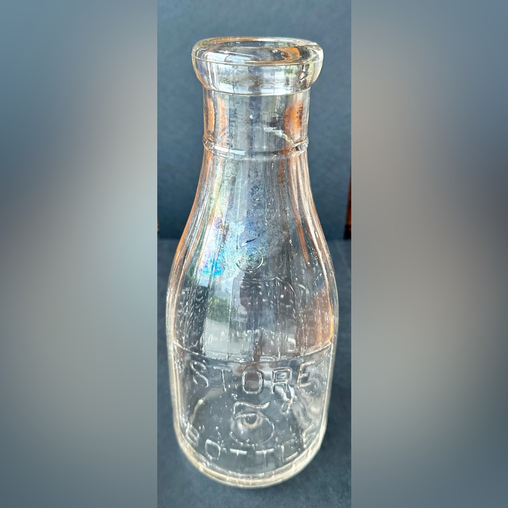 Vintage One Quart Glass Milk Bottle